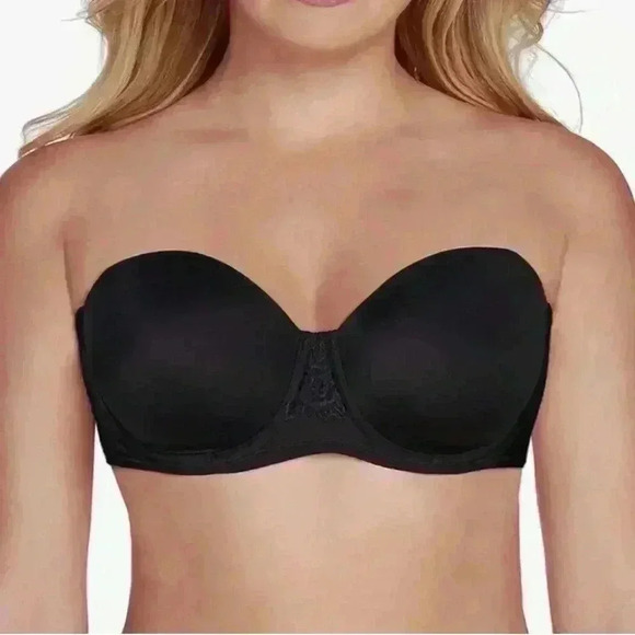 Vanity Fair Black Strapless Smooth Back 5 Way Stretch Bra Women’s Size 36DD - Picture 1 of 16